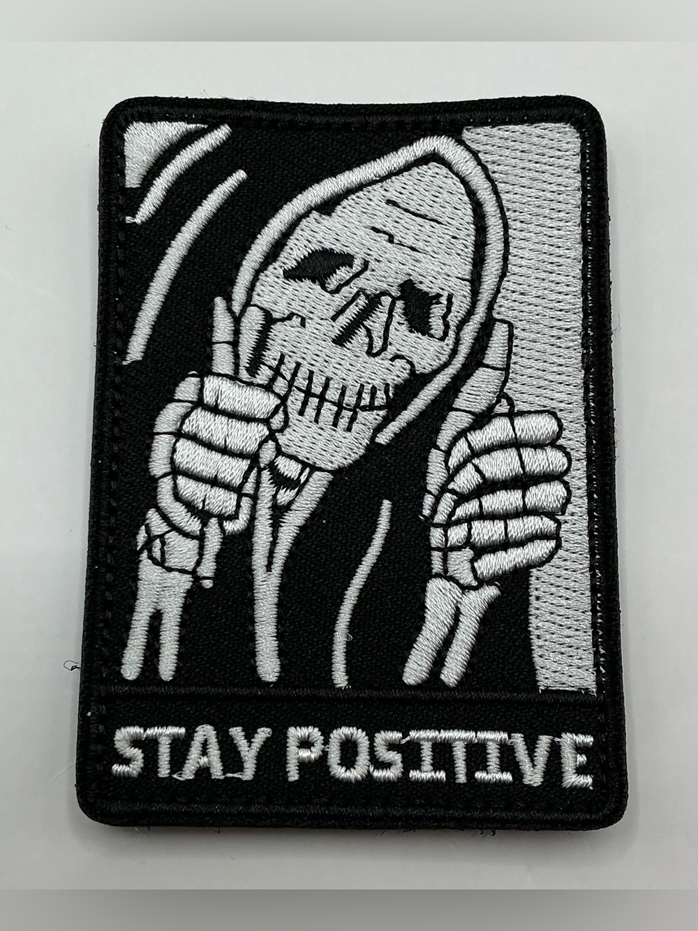 TACTICAL MORAL HOOK AND LOOP PATCH SKELETON STAY POSITIVE NWOT